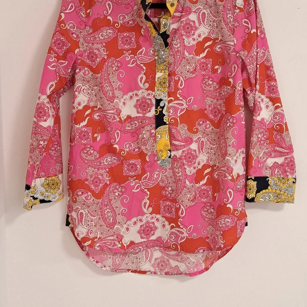 J Crew Paisley Pink Button Down Shirt Size XS